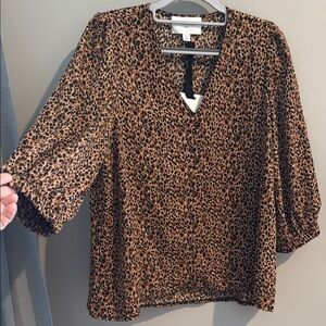 Leopard Print V-Neck Women's Top